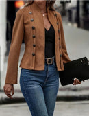 Women's Double-Breasted Deerskin Velvet Retro Jacket