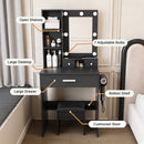 Vanity Desk Set with LED Lighted Mirror & Padded Stool