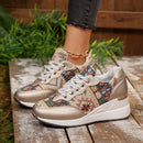 Geometric Lace Up Wedge Sneakers