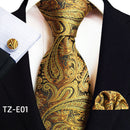 Paisley Tie Square Scarf Pocket Square Cufflinks Three-piece Set