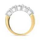 14K White and Yellow Gold 1 1/2 Cttw 2 Prong Cup Set Round-Cut Diamond 5 Stone Ring Band (H-I Color, SI2-I1 Clarity) - Ring Size 7