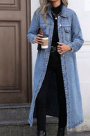 Longline Button-Front Denim Jacket
