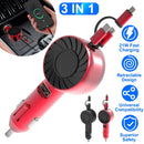 21W 3 In 1 Retractable Car Charger Fast Car Charger Mini Car Phone Charger with USB Port Type-C Cable LT & Micro Cable Fit For IOS Phone 15/14/13 And