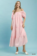 Umgee Textured Tiered Midi Dress