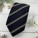 Autumn Winter British Style Knitted Cotton Linen Striped Tie
