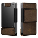Metal And Leather Pull-Out Mens Wallet