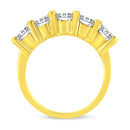 14K Yellow Gold Plated .925 Sterling Silver 2.0 Cttw Shared Prong Set Diamond 5 Stone Wedding Band Ring (J-K Color, I1-I2 Clarity) - Size 7