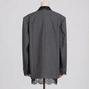 Lace-Panel Design Statement Long-Sleeve Structured Blazer For Women