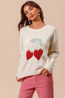 SO ME Heart Cherry Knitted Valentine Sweater Top