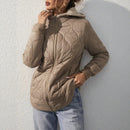 Womens Mid-Length Hooded Padded Coat With Fleece Lining