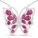 2.88 Carat Genuine Ruby and White Zircon .925 Sterling Silver Necklace