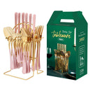 Gold Stainless Steel Cutlery Set With Rack