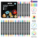 Dual Tip Acrylic Paint Markers Set - Water-Based & Quick-Dry
