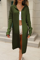 Women's Hooded Long Sleeve Solid Color Knitted Cardigan