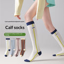 Womens Gradient-compression Calf Socks With Color-block Stripes