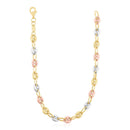 14k Tri Color Gold High Polish Puffed Mariner Link Chain