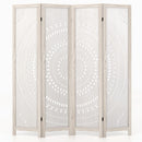 66 Inch Boho 4-Panel Room Divider Privacy Screen with Carved Pattern