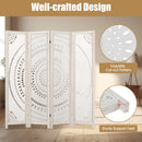 66 Inch Boho 4-Panel Room Divider Privacy Screen with Carved Pattern