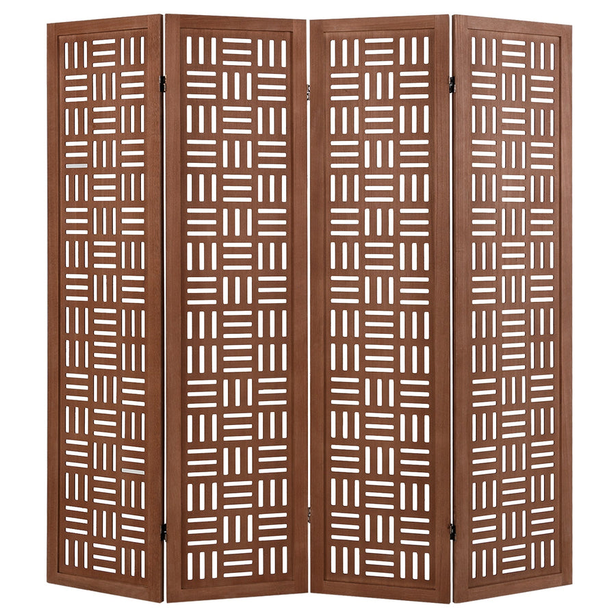 4-Panel Solid Wood Room Divider Folding Partition Stand
