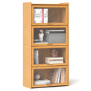 4-Tier Bamboo Bookcase with Doors for Study Room Living Room