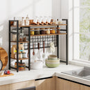 4-Tier Desk Shelf Desktop Display Rack with Metal Grid Panel and 6 Hooks