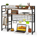 4-Tier Desk Shelf Desktop Display Rack with Metal Grid Panel and 6 Hooks