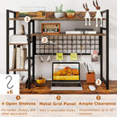 4-Tier Desk Shelf Desktop Display Rack with Metal Grid Panel and 6 Hooks