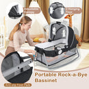 4-in-1 Convertible Portable Baby Play Yard with Toys and Music Player-Gray