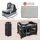 4-in-1 Convertible Portable Baby Play Yard with Toys and Music Player-Gray