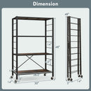 4-Tier Foldable Storage Rack with Wheels - 180 lbs Capacity