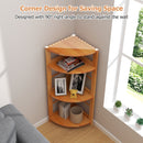 4-Tier Corner Shelf with Rubber Wood Frame and Anti-Toppling Kit