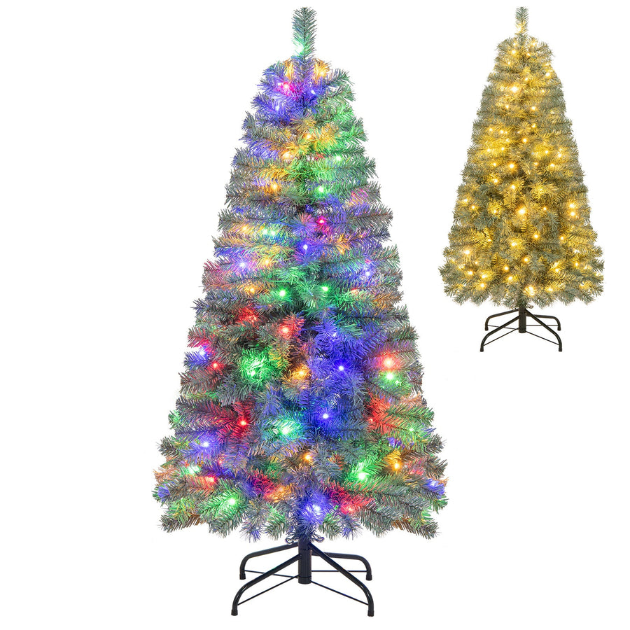 Pre-Lit Blue Artificial Christmas Tree Slim with 9 Lighting Modes
