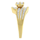 14K Yellow Gold Diamond Cocktail Bypass Ring (1 1/2 Cttw, H-I Color, SI2-I1 Clarity) - Size 7