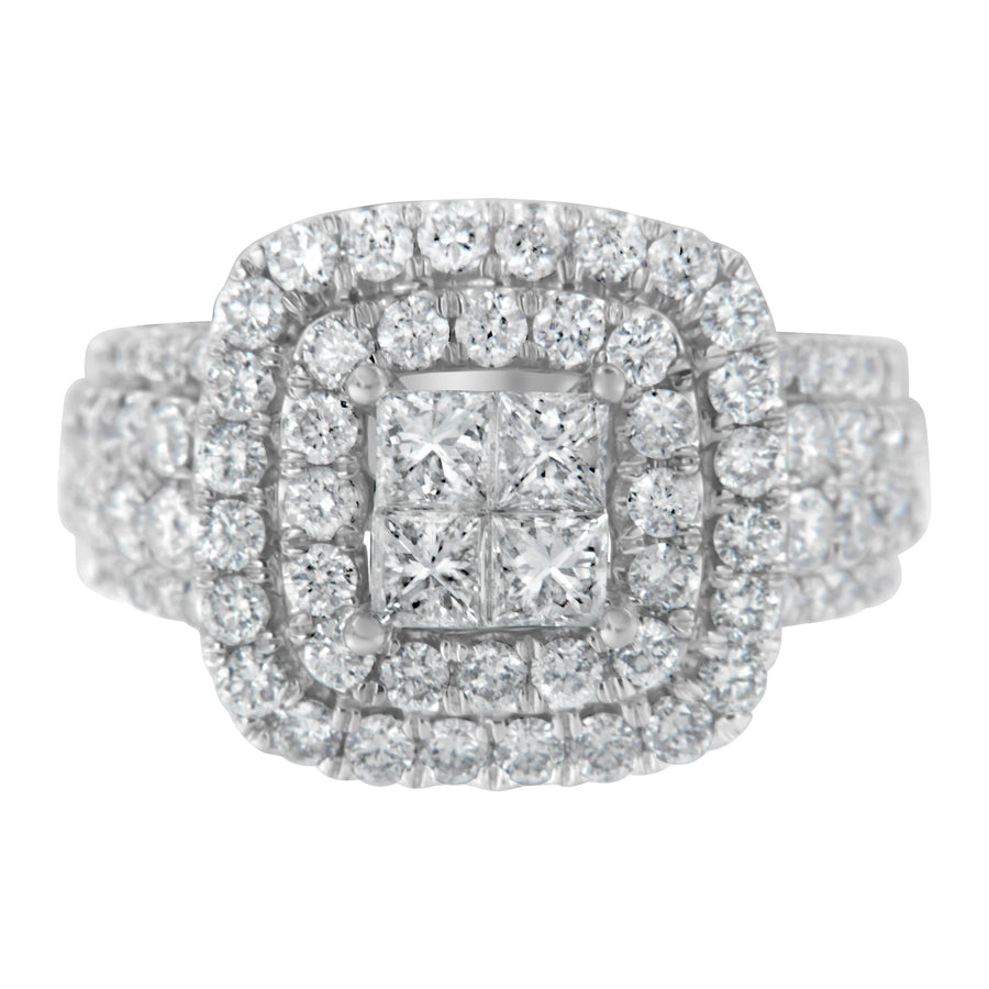 14KT White Gold Round and Princess Diamond Ring (2 1/4 cttw, H-I Color, SI1-SI2 Clarity)