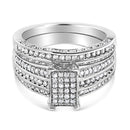 .925 Sterling Silver 3/4 Cttw Prong Set Round Diamond Composite Engagement Ring and Band Set (I-J Color, I3 Clarity) - Size 6.5