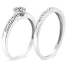 .925 Sterling Silver Diamond Accent Frame Twist Shank Bridal Set Ring and Band (I-J Color, I3 Clarity) - Size 7