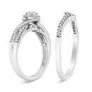 .925 Sterling Silver 1/3 Cttw Composite Diamond Frame Bypass Bridal Set Ring and Band (I-J Color, I2-I3 Clarity) - Ring Size 7