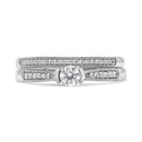 .925 Sterling Silver 1/3 Cttw Diamond Classic Engagement Ring Bridal Set with Milgrain (I-J Color, I3 Clarity) - Ring Size 7