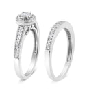 .925 Sterling Silver 1/2 Ctw Diamond Halo and Milgrain Engagement Ring Bridal Set (I-J Color, I3 Clarity) - Ring Size 7
