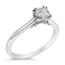 14K White Gold 7/8 Cttw Lab Grown Diamond Solitaire Cathedral Style Engagement Ring (F-G Color, VS1-VS2 Clarity) - Size 5