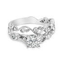 14K White Gold Lab Grown Diamond 1.0 Cttw Vintage Style Engagement Ring and Band Set - Ring Size 5