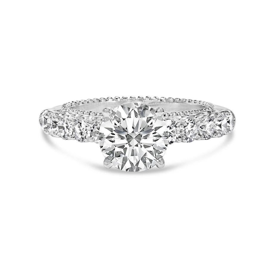 14K White Gold 3 1/5 Cttw Lab Grown Diamond Vintage Style Engagement Ring - Size 7