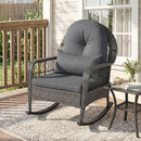 Patio Rattan Rocking Chair with Cushions - 400 LBS Capacity