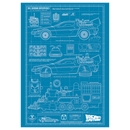 Back to the Future Time Machine Blueprint Art Print (with protective toploader)