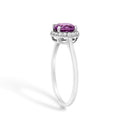 10K White Gold Purple Amethyst and 1/10 Cttw Diamond Halo Ring