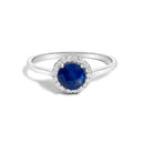 10K White Gold Purple Amethyst and 1/10 Cttw Diamond Halo Ring