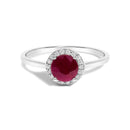 10K White Gold Purple Amethyst and 1/10 Cttw Diamond Halo Ring