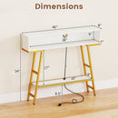 40" Console Table with Charging Station and LED Lights