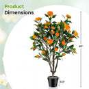 40 Inch Artificial Camellia Tree with 37 Flowers and River Stones in Pot