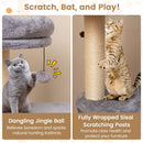 40 Inch Multi-level Cat Tower with Condo and Dangling Jingle Ball